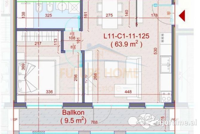 Shtepi ne shitje 1+1 ne Tirane - 144,000 Euro