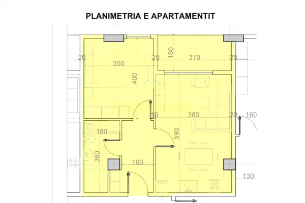 Shtepi ne shitje Apartament ne Tirane, 1+1, Mobilimi Bosh, pa mobiluar, Pagesa 76,570  Euro.