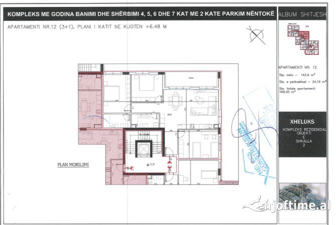 Shtepi ne shitje Apartament ne Tirane, 2+1, Mobilimi Bosh, pa mobiluar, Pagesa 155,000  Euro.