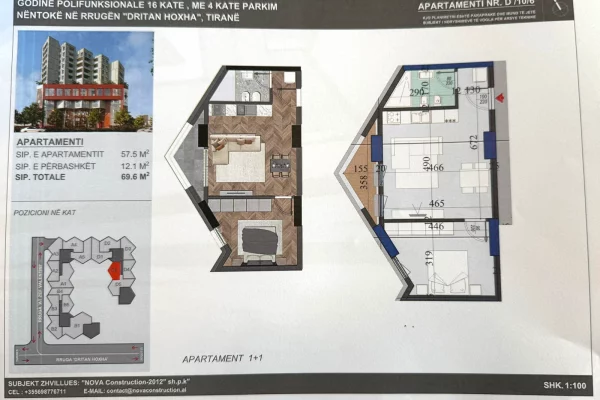 House for Sale 1+1 in Tirana - 122,000 Euro