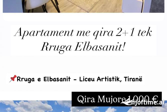 Shtepi me qera 2+1 ne Tirane - 1,000 Euro