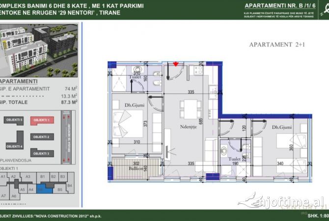 Shtepi ne shitje 2+1 ne Tirane - 111,800 Euro