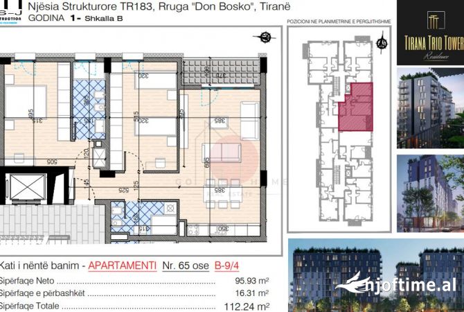 Shtepi ne shitje Apartament ne Tirane, 1+1, Mobilimi Bosh, pa mobiluar, Pagesa 202,000  Euro.