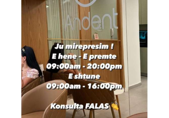 Klinika Dentare  kryen Pastrim, Zbardhim, Mbushje, Heqje, Implante, Ura fikse, Protza dhe Ortodontci