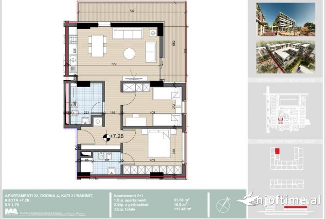 Shtepi ne shitje 2+1 ne Tirane - 95,500 Euro