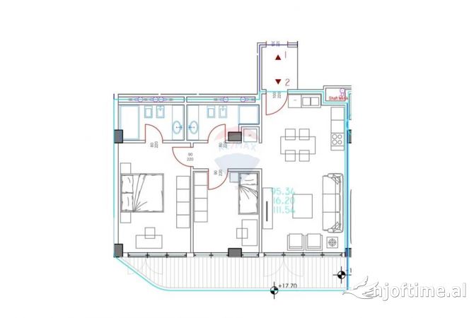 Shtepi ne shitje Apartament ne Tirane, 2+1, Mobilimi Bosh, pa mobiluar, Pagesa 268,000  Euro.
