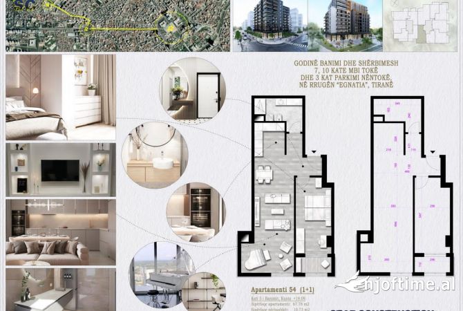 Shtepi ne shitje Apartament ne Tirane, 1+1, Mobilimi Bosh, pa mobiluar, Pagesa 125,600  Euro.