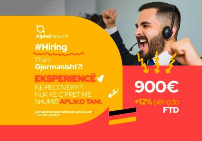 Njoftime Pune Operator/e telefonike ne gjermanisht