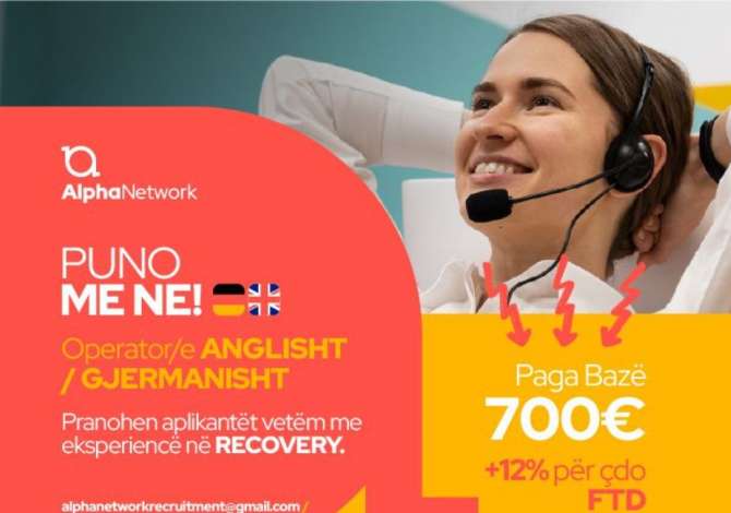Njoftime Pune Operator/e ne gjuhen Angleze, Gjermane