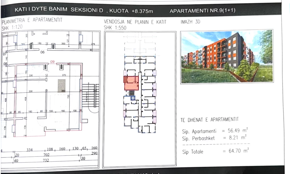 Shtepi ne shitje Apartament ne Tirane, 1+1, Mobilimi Bosh, pa mobiluar, Pagesa 67,900  Euro.