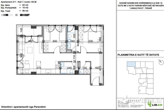 Shtepi ne shitje Apartament ne Tirane, 2+1, Mobilimi Bosh, pa mobiluar, Pagesa 147,000  Euro.