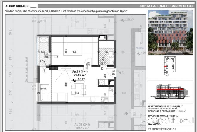 Shtepi ne shitje 1+1 ne Tirane - 105,806 Euro