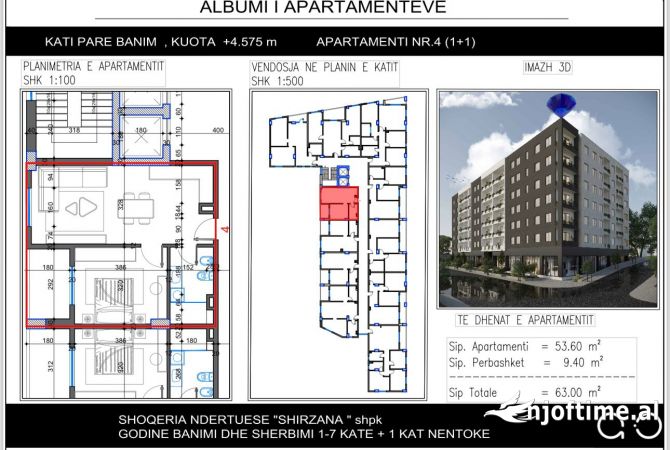 Shtepi ne shitje 1+1 ne Tirane - 66,000 Euro