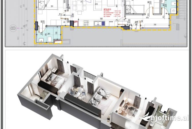 Shtepi ne shitje 2+1 ne Tirane - 95,600 Euro