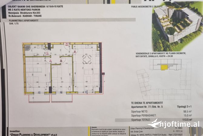 Shtepi ne shitje 2+1 ne Tirane - 155,820 Euro