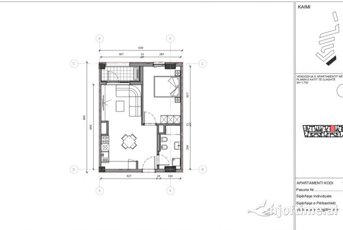 Apartment for sale in Tirana 1+1, Emty