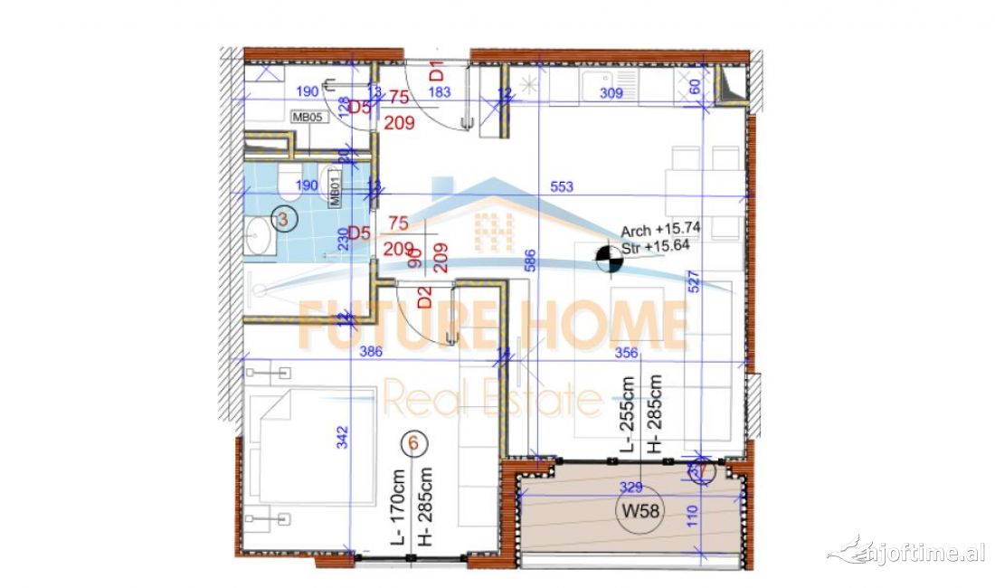 Shtepi ne shitje Apartament ne Tirane, 1+1, Mobilimi Bosh, pa mobiluar, Pagesa 123,500  Euro.
