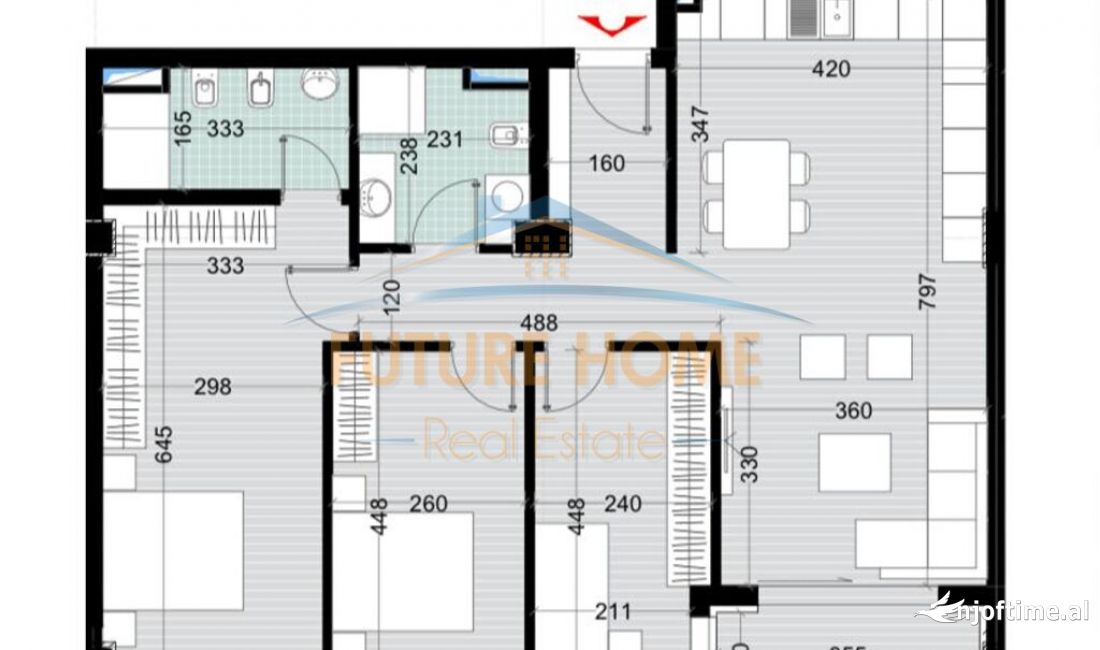 Shtepi ne shitje Apartament ne Tirane, 3+1, Mobilimi Bosh, pa mobiluar, Pagesa 133,500  Euro.