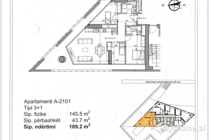 Shtepi ne shitje Apartament ne Tirane, 1+1, Mobilimi Bosh, pa mobiluar, Pagesa 201,080  Euro.