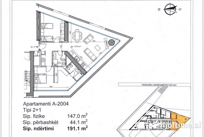 Shtepi ne shitje Apartament ne Tirane, 1+1, Mobilimi Bosh, pa mobiluar, Pagesa 201,080  Euro.