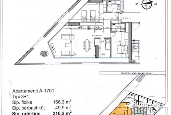 Shtepi ne shitje Apartament ne Tirane, 1+1, Mobilimi Bosh, pa mobiluar, Pagesa 201,080  Euro.