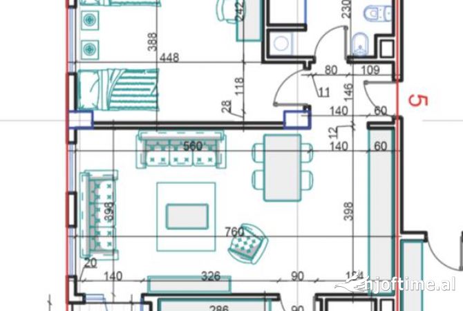 Shtepi ne shitje Apartament ne Tirane, 2+1, Mobilimi Bosh, pa mobiluar, Pagesa 109,000  Euro.