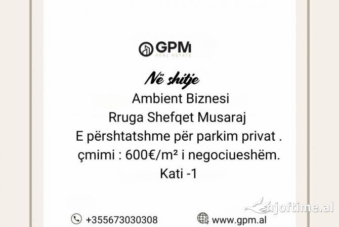 Ambient biznesi ne shitje 1+1 ne Tirane - 600 Euro