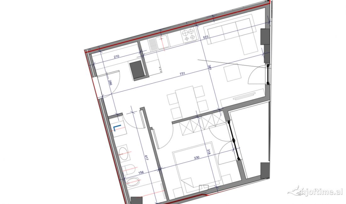 Shtepi ne shitje Apartament ne Tirane, 1+1, Mobilimi Bosh, pa mobiluar, Pagesa 145,000  Euro.