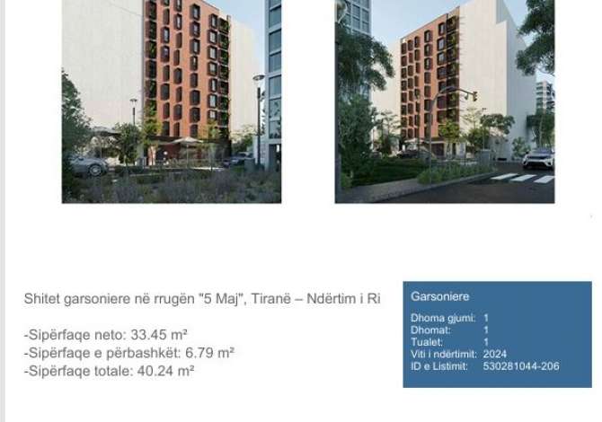 Shtepi ne shitje Garsoniere ne Tirane - 72,432 Euro