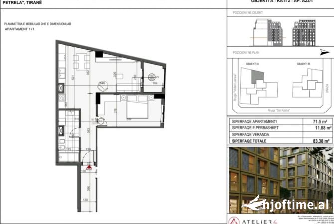 Shtepi ne shitje 1+1 ne Tirane - 167,000 Euro