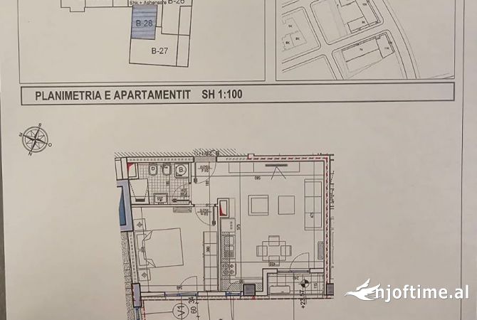 Shtepi ne shitje Apartament ne Tirane, 1+1, Mobilimi Bosh, pa mobiluar, Pagesa 110,000  Euro.