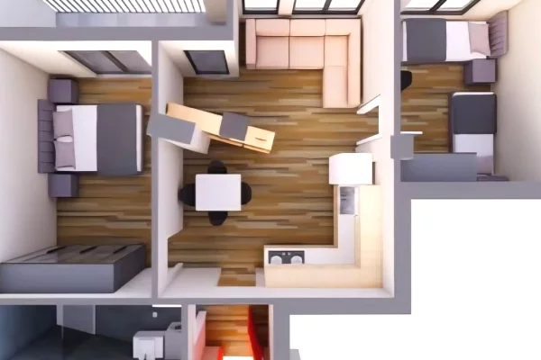 Shtepi ne shitje Apartament ne Tirane, 2+1, Mobilimi Bosh, pa mobiluar, Pagesa 156,000  Euro.