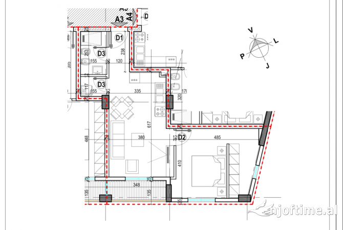 Shtepi ne shitje Apartament ne Tirane, 1+1, Mobilimi Bosh, pa mobiluar, Pagesa 128,500  Euro.