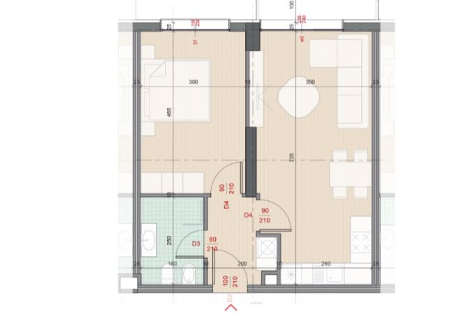 House for Sale 1+1 in Tirana - 85,000 Euro