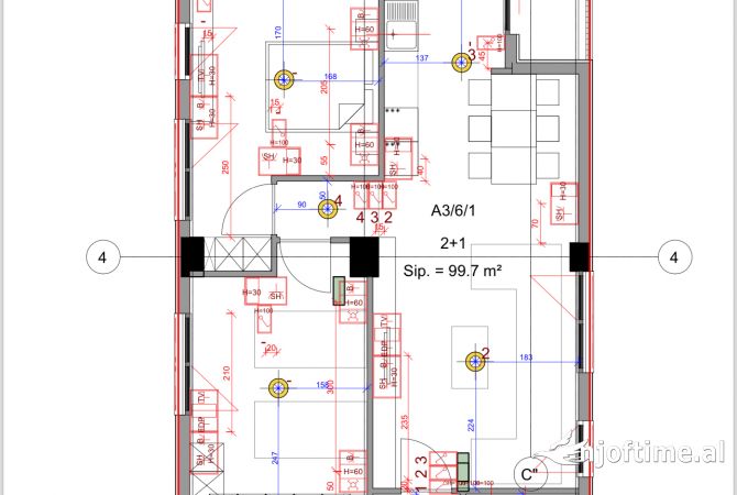 Shtepi ne shitje Apartament ne Tirane, 2+1, Mobilimi Bosh, pa mobiluar, Pagesa 164,600  Euro.