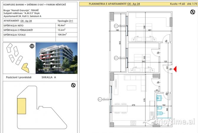 Shtepi ne shitje 2+1 ne Tirane - 177,000 Euro
