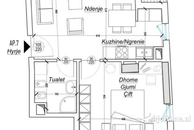 Shtepi ne shitje 1+1 ne Tirane - 95,000 Euro
