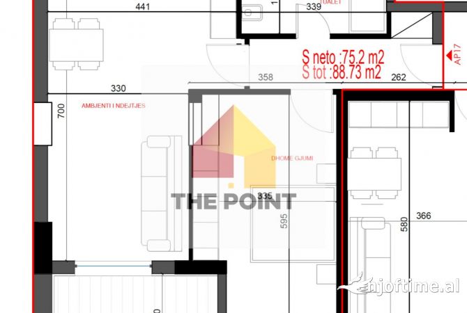 Shtepi ne shitje Apartament ne Tirane, 1+1, Mobilimi Bosh, pa mobiluar, Pagesa 151,000  Euro.
