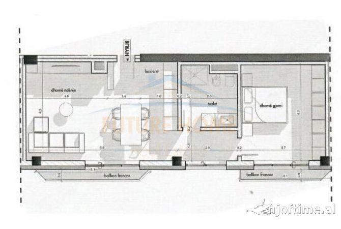 Apartment for sale in Tirana 1+1, Emty