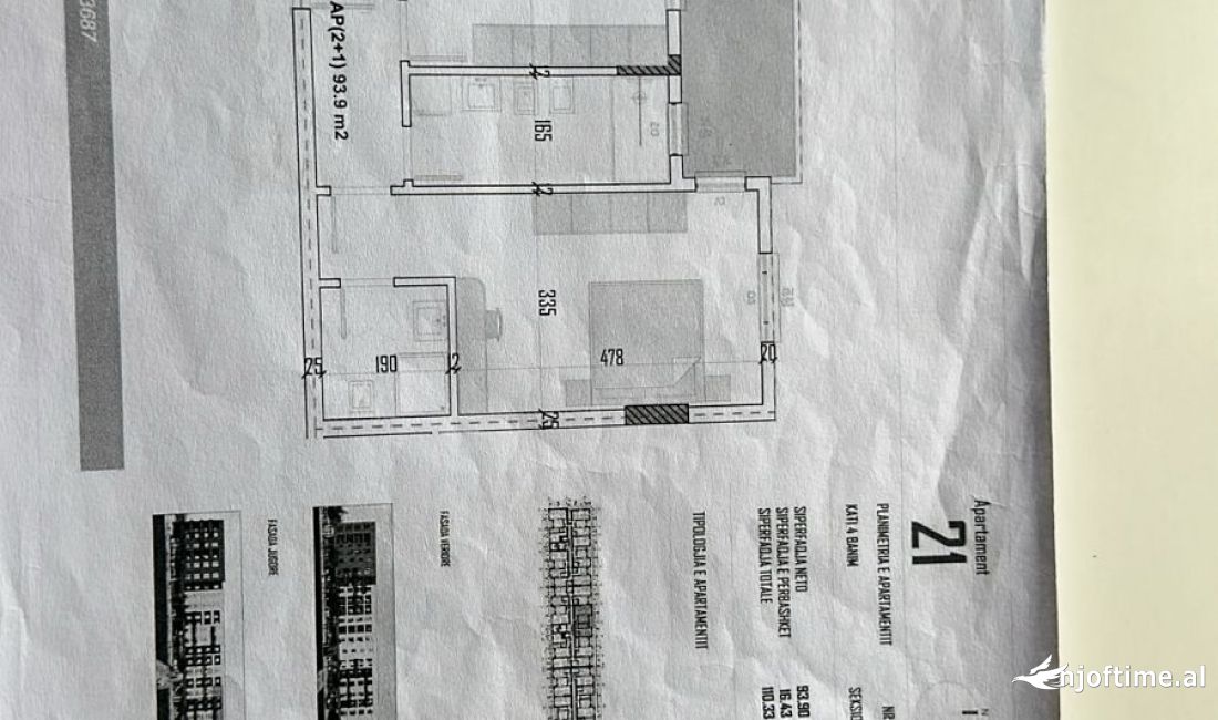 Shtepi ne shitje Apartament ne Tirane, 2+1, Mobilimi Bosh, pa mobiluar, Pagesa 88,264  Euro.