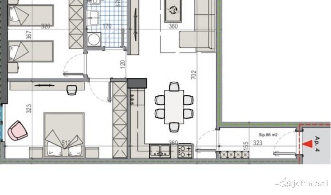 Shtepi ne shitje Apartament ne Tirane, 2+1, Mobilimi Bosh, pa mobiluar, Pagesa 72,000  Euro.