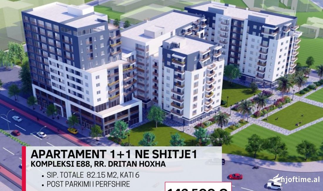 Shtepi ne shitje Apartament ne Tirane, 1+1, Mobilimi Bosh, pa mobiluar, Pagesa 142,501  Euro.