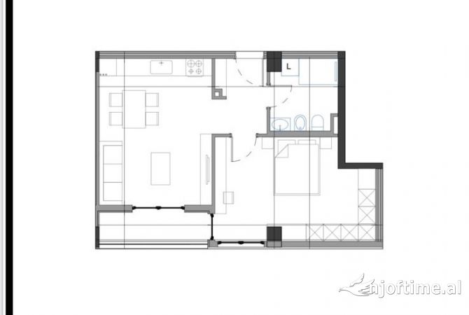 Shtepi ne shitje Apartament ne Tirane, 1+1, Mobilimi Bosh, pa mobiluar, Pagesa 109,700  Euro.