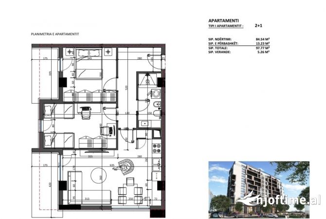 Shtepi ne shitje Apartament ne Tirane, 1+1, Mobilimi Bosh, pa mobiluar, Pagesa 46,305  Euro.