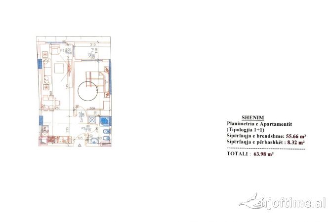 Shtepi ne shitje Apartament ne Tirane, 1+1, Mobilimi Bosh, pa mobiluar, Pagesa 62,700  Euro.