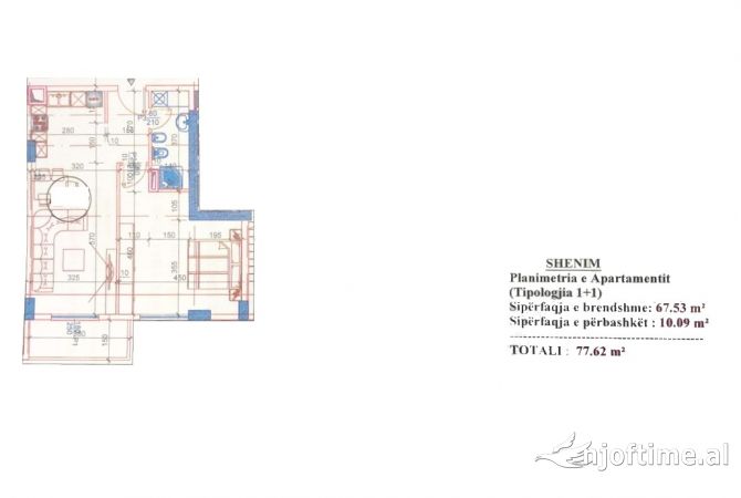 Shtepi ne shitje Apartament ne Tirane, 1+1, Mobilimi Bosh, pa mobiluar, Pagesa 62,700  Euro.