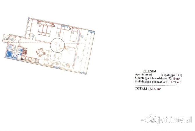 Shtepi ne shitje Apartament ne Tirane, 1+1, Mobilimi Bosh, pa mobiluar, Pagesa 62,700  Euro.