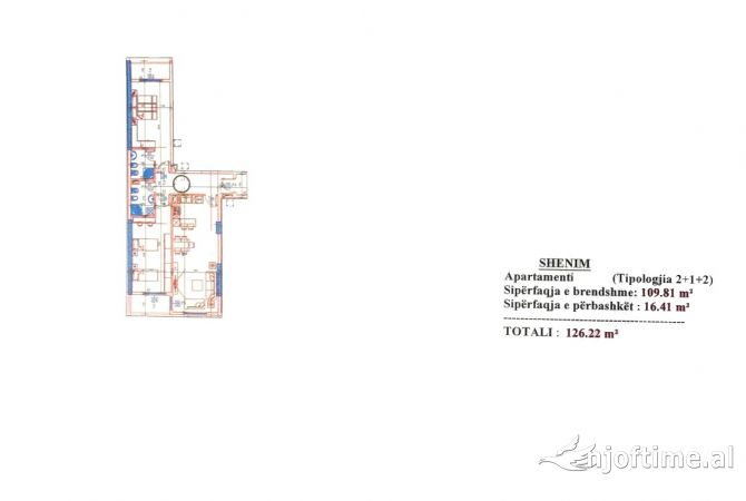 Shtepi ne shitje Apartament ne Tirane, 2+1, Mobilimi Bosh, pa mobiluar, Pagesa 123,695  Euro.