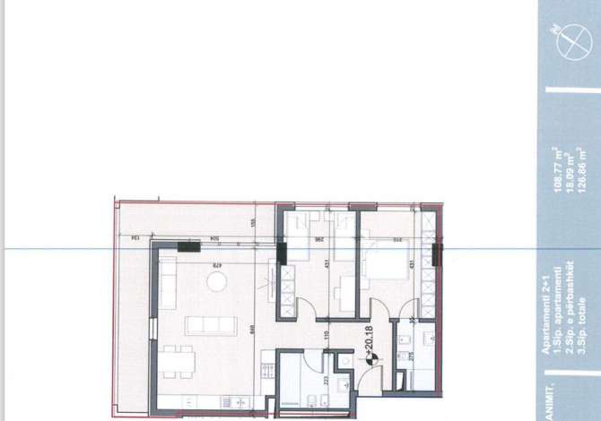 Shtepi ne shitje Apartament ne Tirane, 2+1, Mobilimi Bosh, pa mobiluar, Pagesa 120,000  Euro.