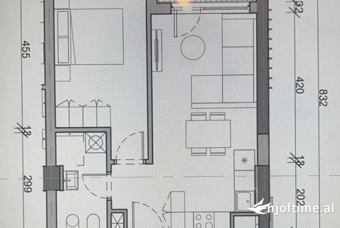 Shtepi ne shitje Apartament ne Tirane, 1+1, Mobilimi E mobiluar, Pagesa 124,000  Euro.